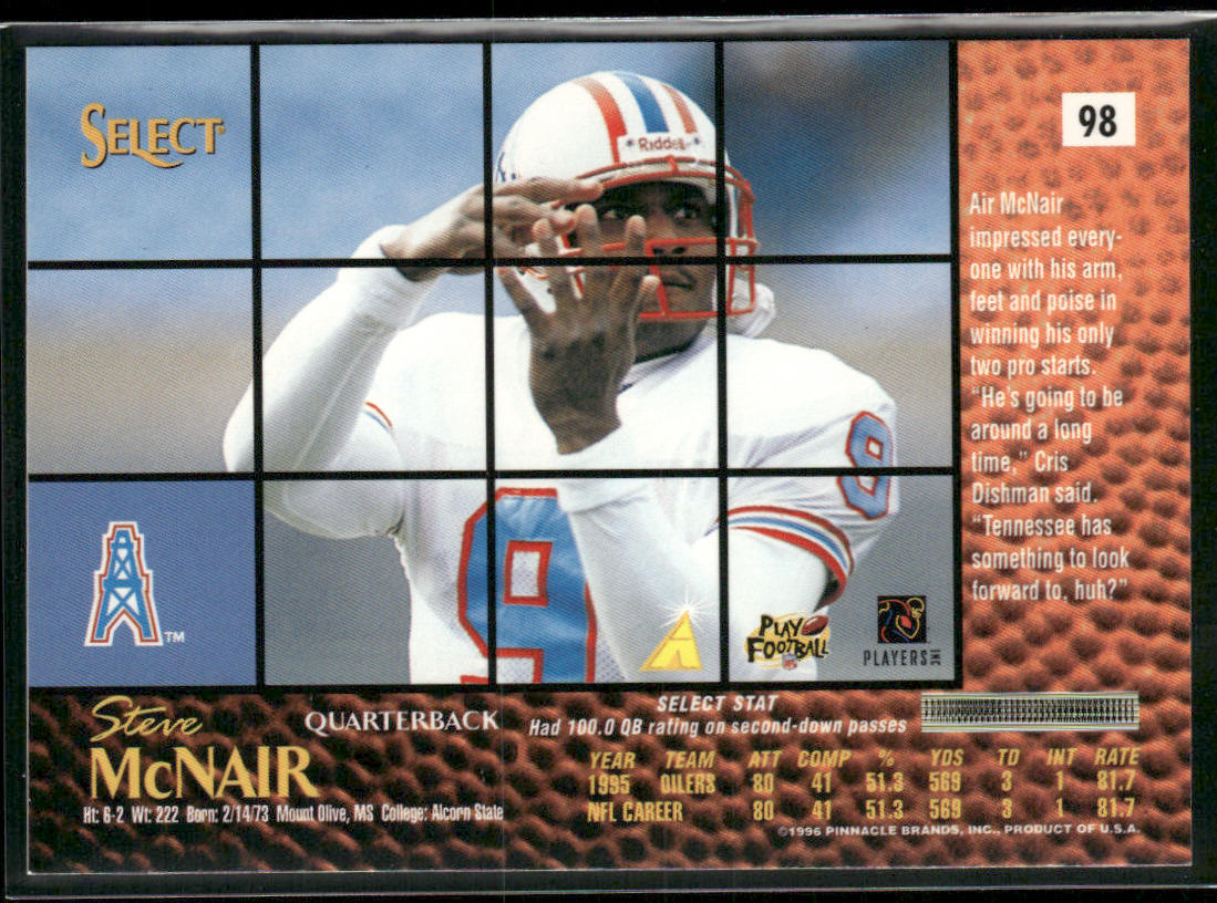 Steve McNair 1996 Select #98 Houston Oilers