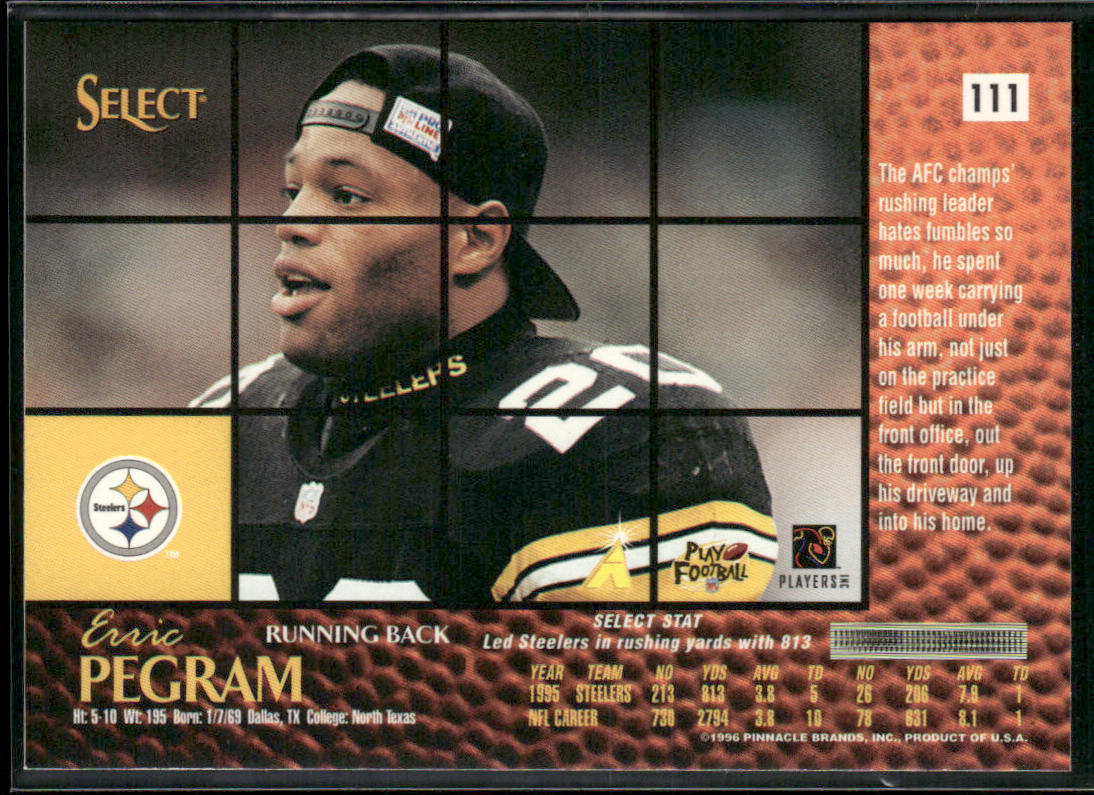 Erric Pegram 1996 Select #111 Pittsburgh Steelers