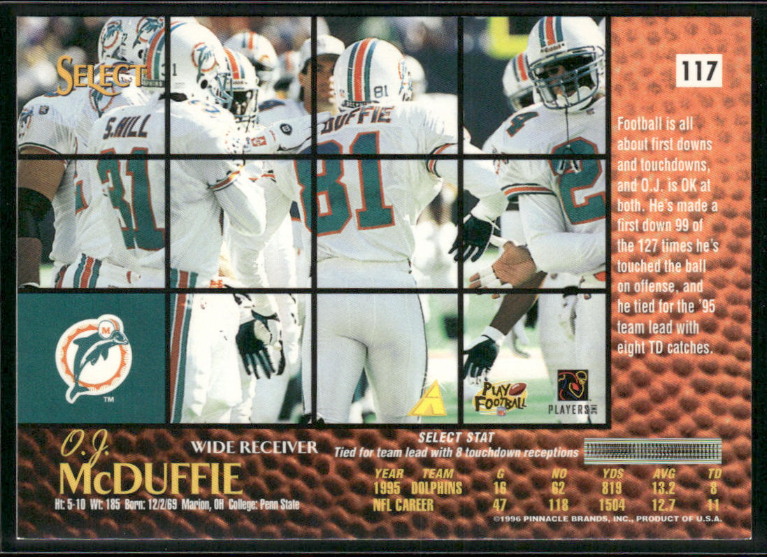 O.J. McDuffie 1996 Select #117 Miami Dolphins