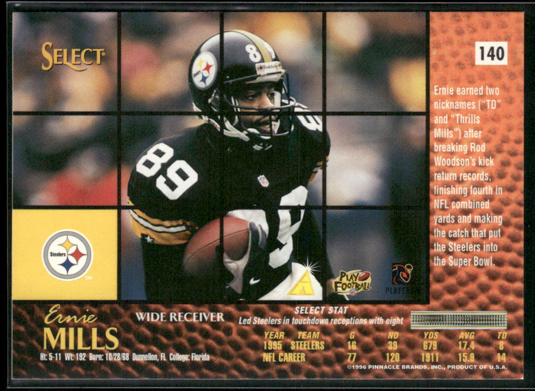 Ernie Mills 1996 Select #140 Pittsburgh Steelers