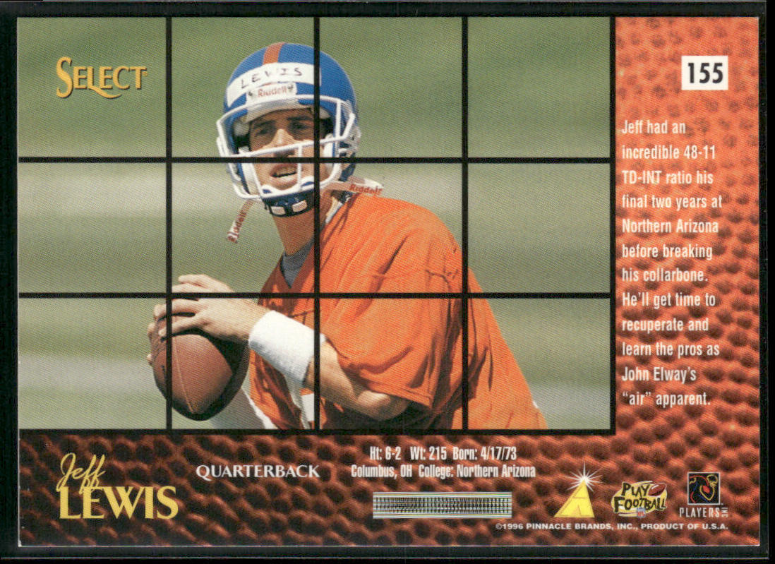 Jeff Lewis 1996 Select #155 RC Denver Broncos