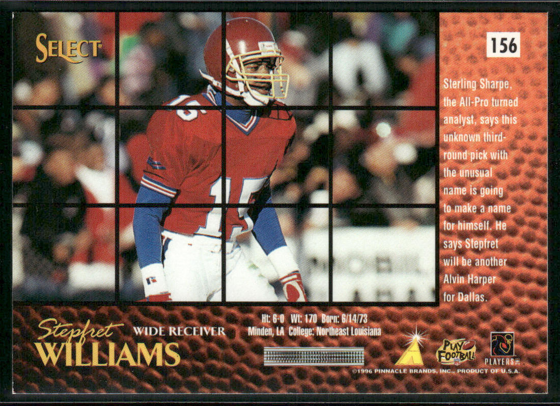 Stepfret Williams 1996 Select #156 RC Dallas Cowboys
