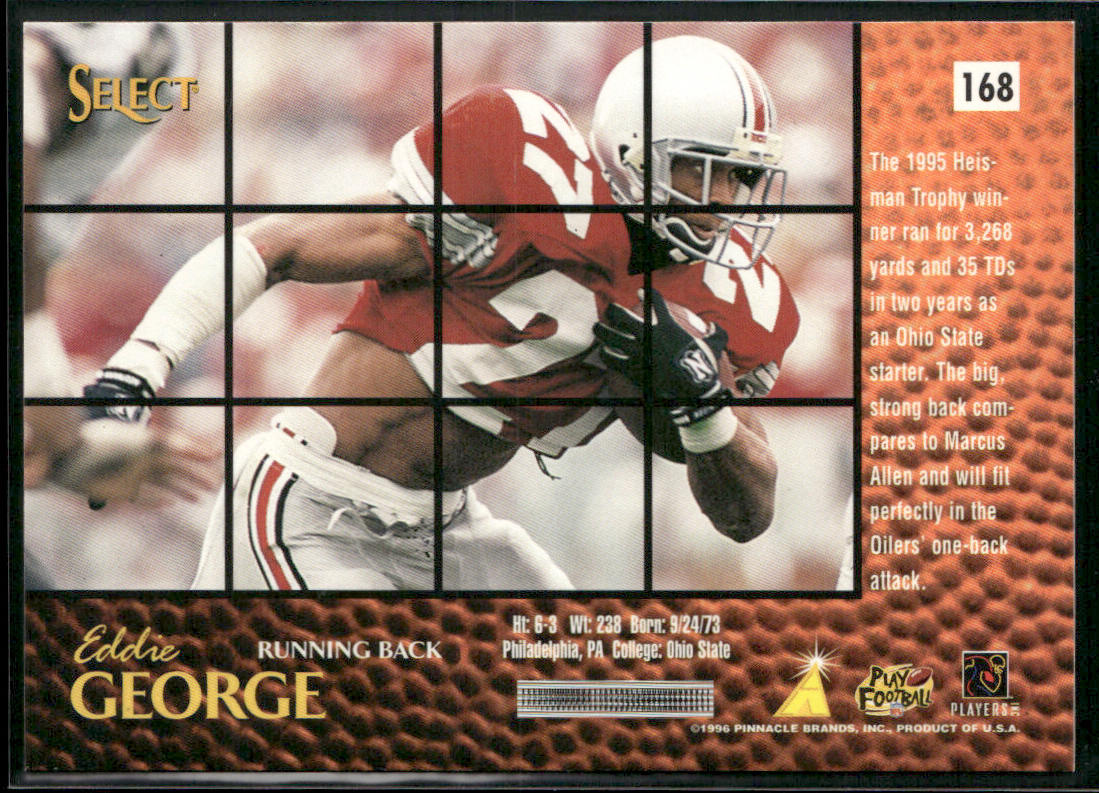 Eddie George 1996 Select #168 RC Houston Oilers