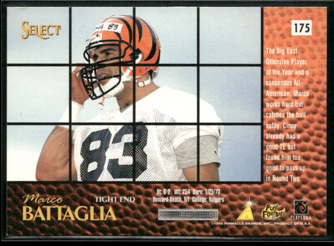 Marco Battaglia 1996 Select #175 RC Cincinnati Bengals