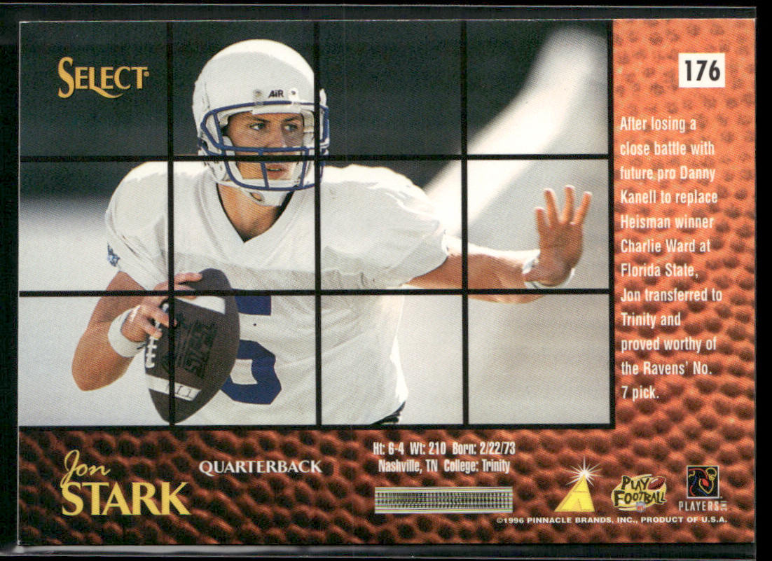 Jon Stark 1996 Select #176 RC Baltimore Ravens