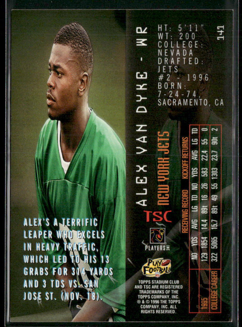 Alex Van Dyke 1996 Stadium Club #141 RC New York Jets