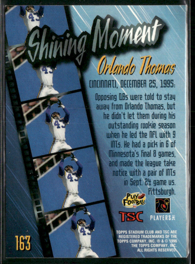 Orlando Thomas 1996 Stadium Club #163 Minnesota Vikings
