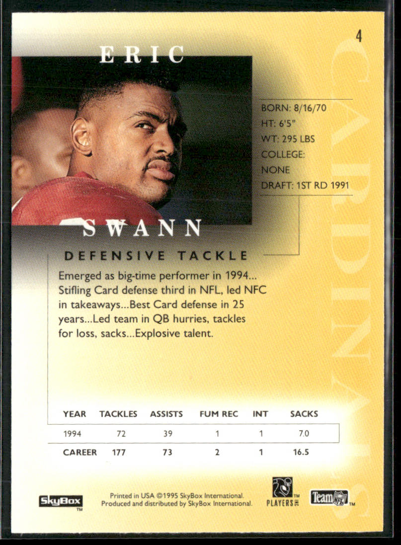 Eric Swann 1995 SkyBox Premium #4 Arizona Cardinals