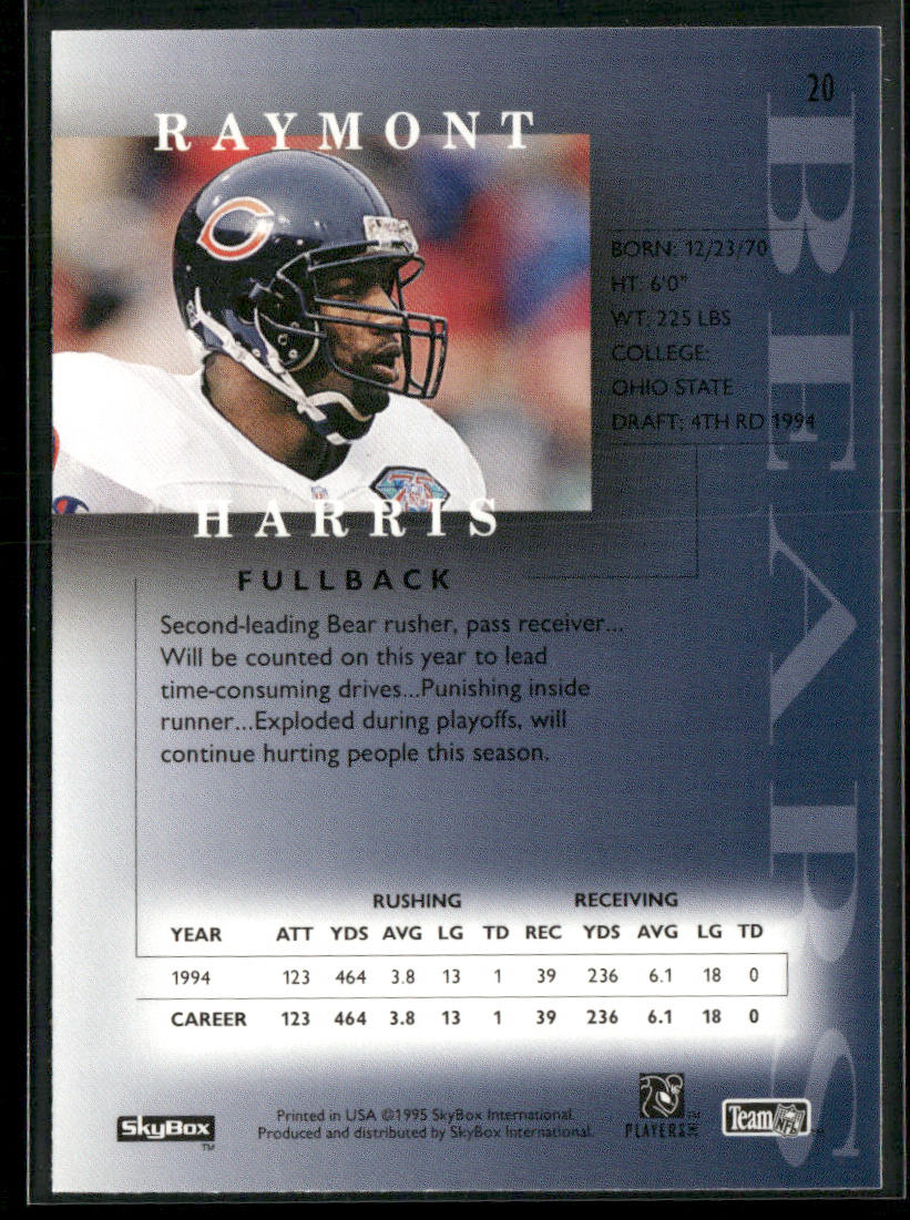 Raymont Harris 1995 SkyBox Premium #20 Chicago Bears