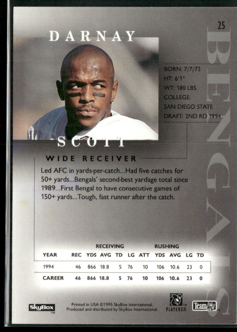 Darnay Scott 1995 SkyBox Premium #25 Cincinnati Bengals