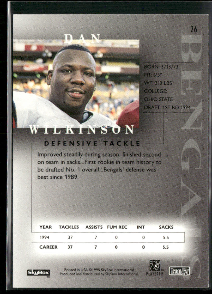 Dan Wilkinson 1995 SkyBox Premium #26 Cincinnati Bengals