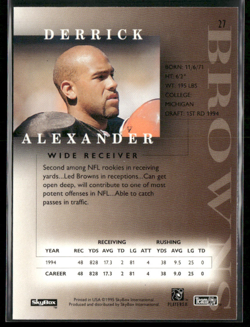 Derrick Alexander 1995 SkyBox Premium #27 Cleveland Browns