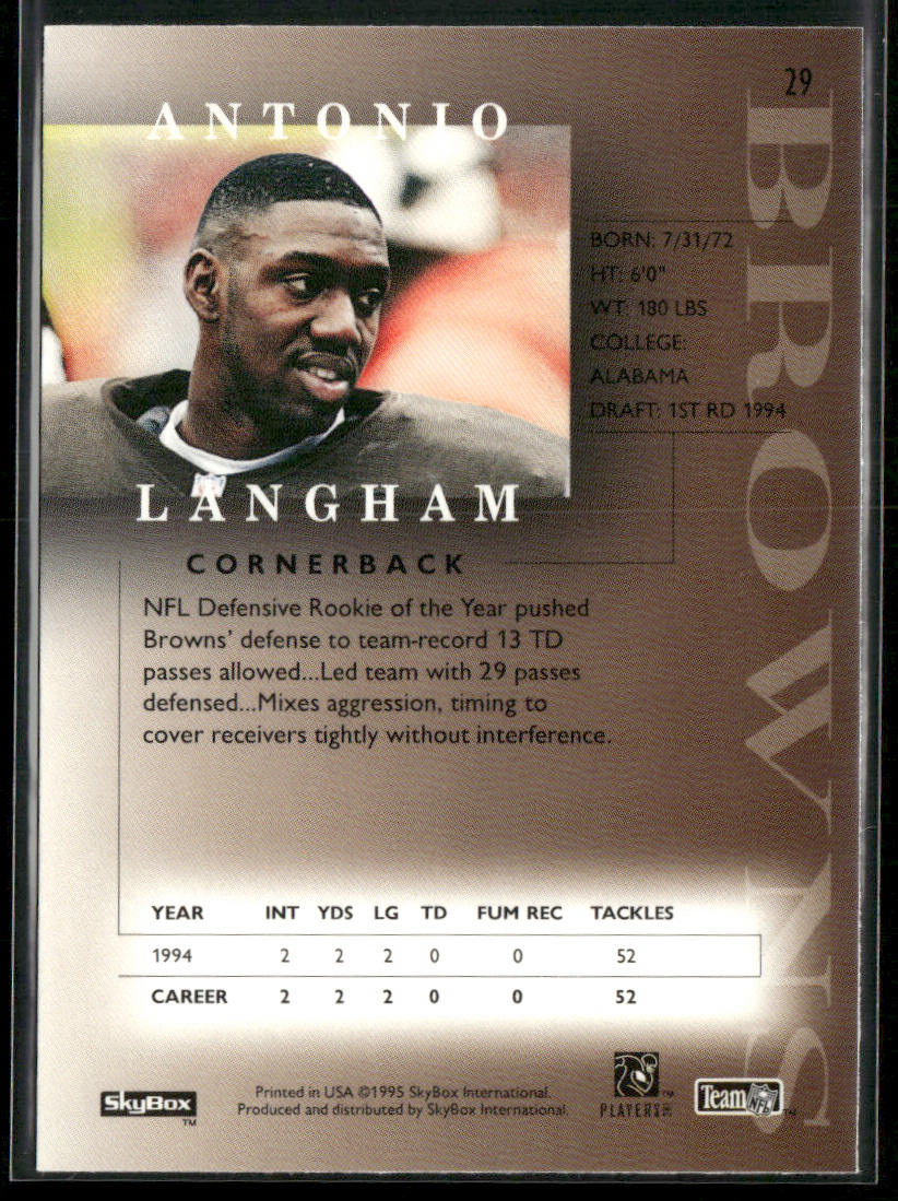 Antonio Langham 1995 SkyBox Premium #29 Cleveland Browns