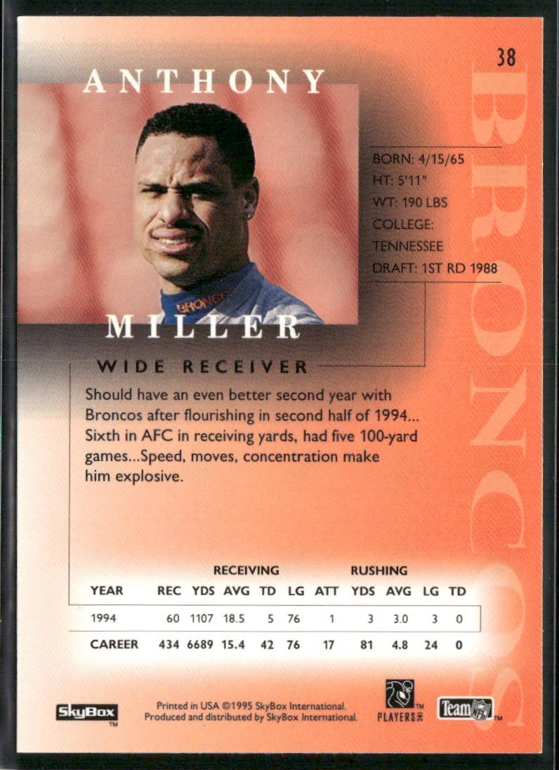 Anthony Miller 1995 SkyBox Premium #38 Denver Broncos