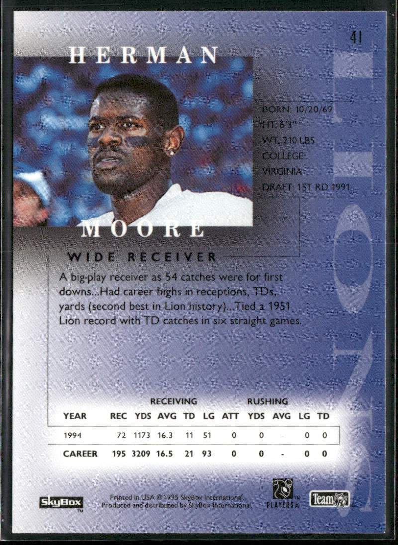 Herman Moore 1995 SkyBox Premium #41 Detroit Lions