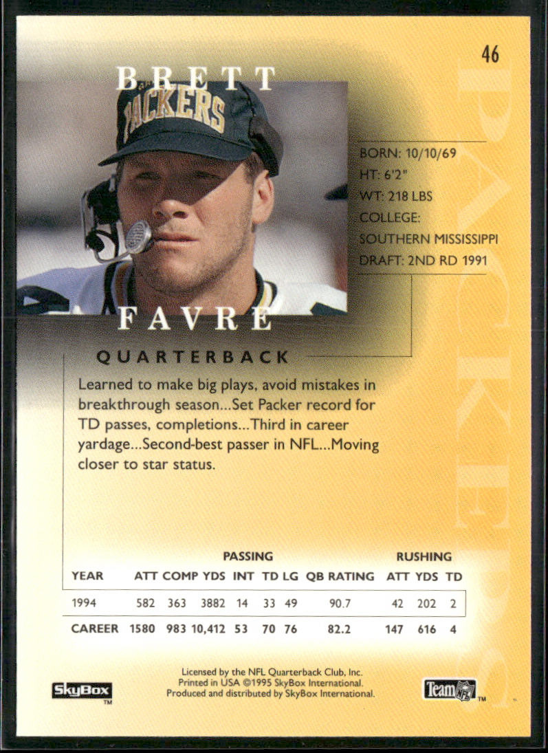 Brett Favre 1995 SkyBox Premium #46 Green Bay Packers