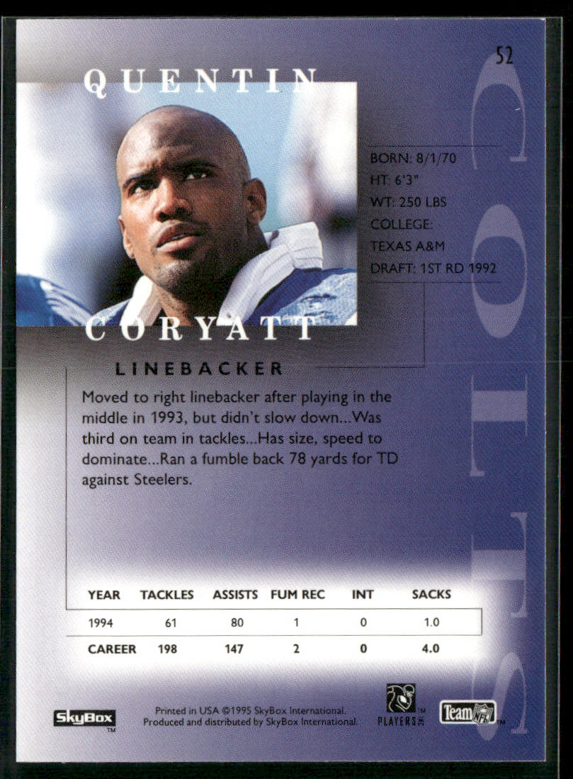 Quentin Coryatt 1995 SkyBox Premium #52 Indianapolis Colts