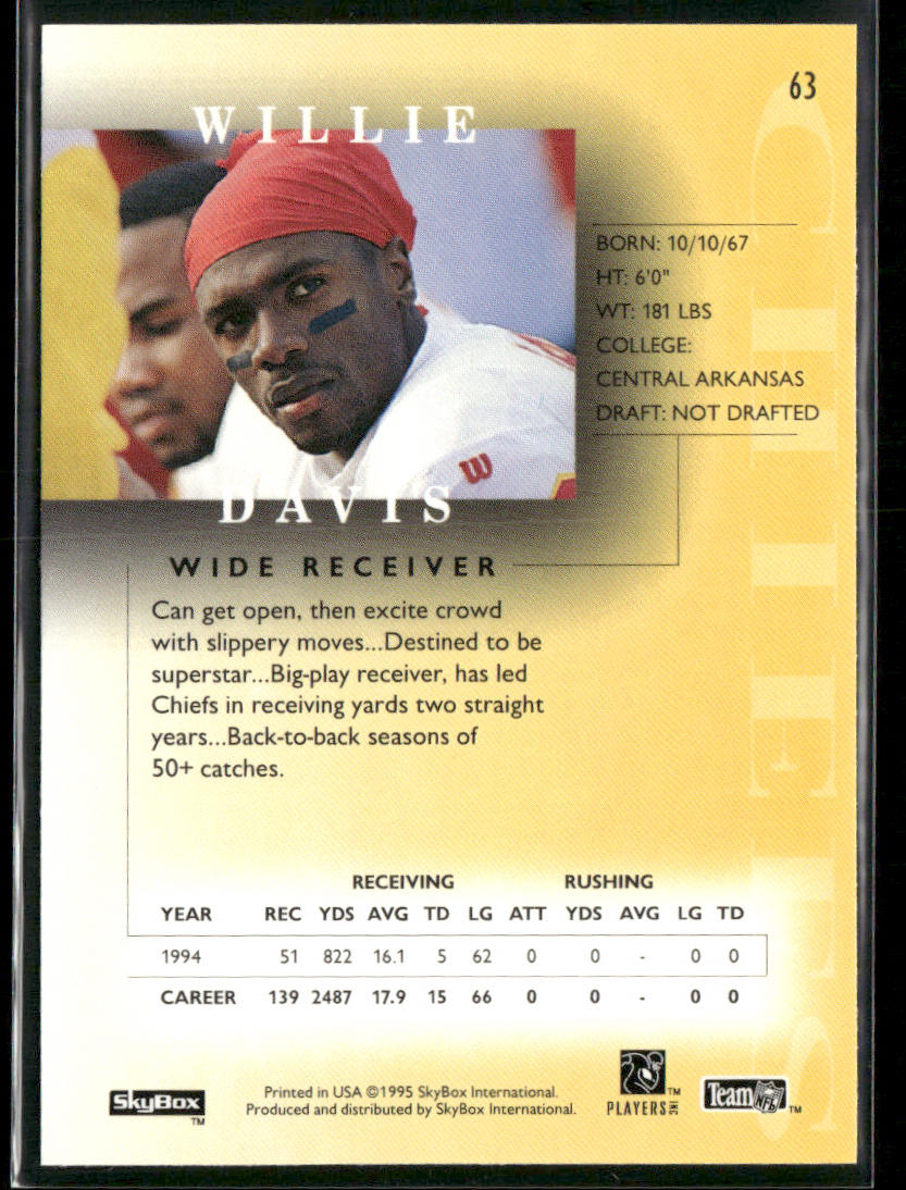 Willie Davis 1995 SkyBox Premium #63 Kansas City Chiefs