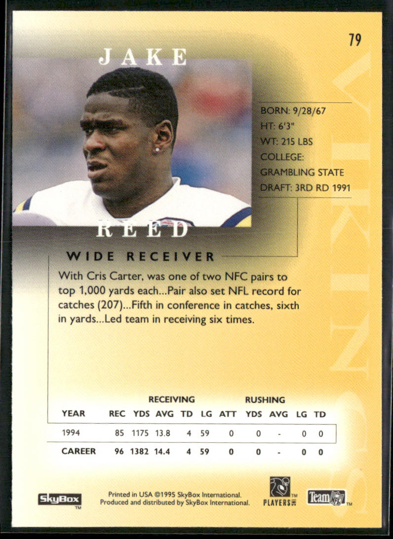 Jake Reed 1995 SkyBox Premium #79 Minnesota Vikings
