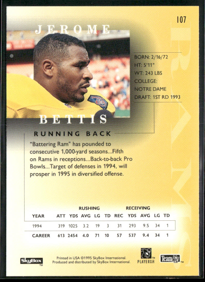 Jerome Bettis 1995 SkyBox Premium #107 St. Louis Rams
