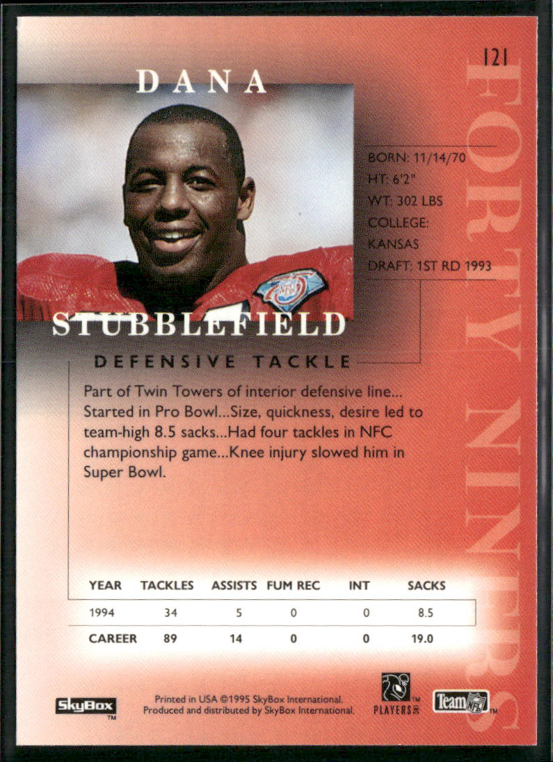 Dana Stubblefield 1995 SkyBox Premium #121 San Francisco 49ers