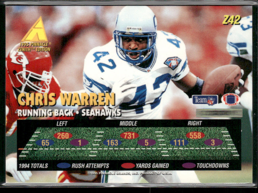 Chris Warren 1995 Zenith #Z42 Seattle Seahawks