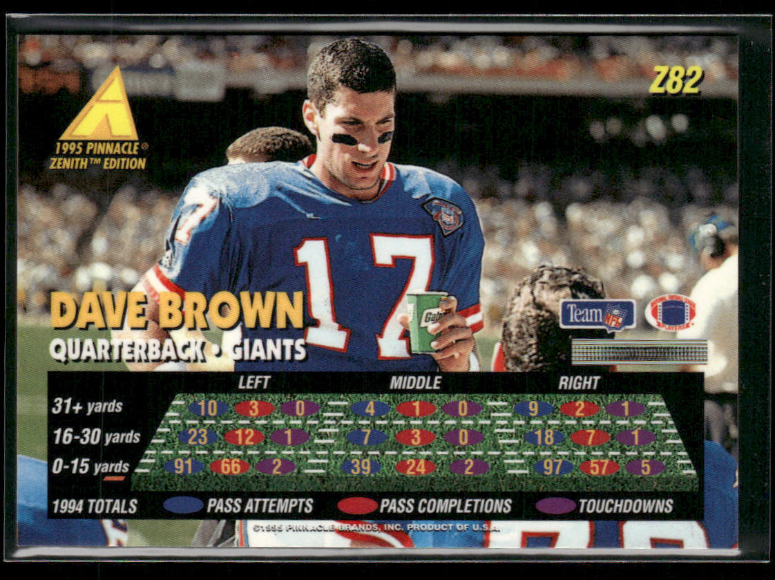 Dave Brown 1995 Zenith #Z82 New York Giants