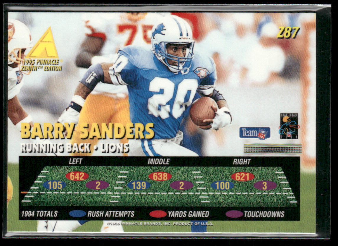 Barry Sanders 1995 Zenith #Z87 Detroit Lions