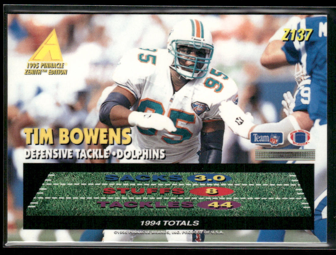 Tim Bowens 1995 Zenith #Z137 Miami Dolphins