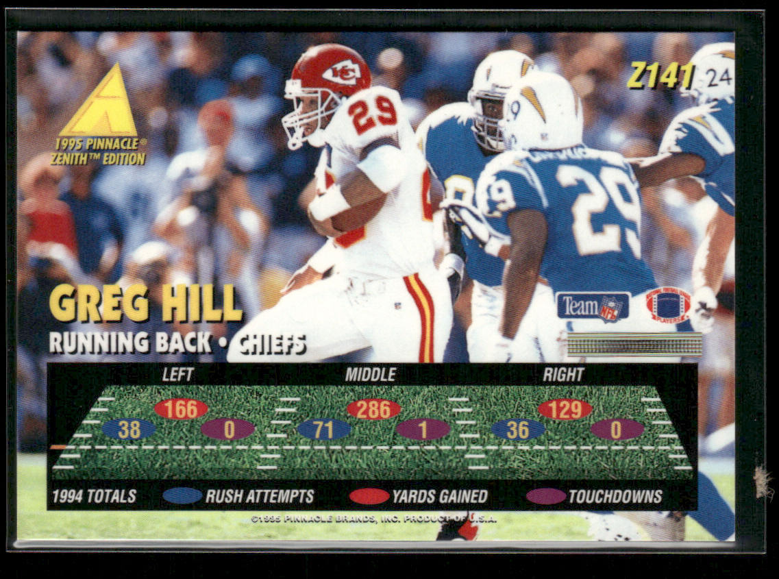 Greg Hill 1995 Zenith #Z141 Kansas City Chiefs