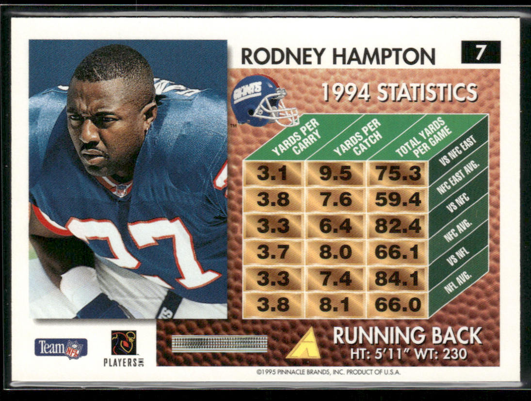 Rodney Hampton 1995 Summit #7 New York Giants
