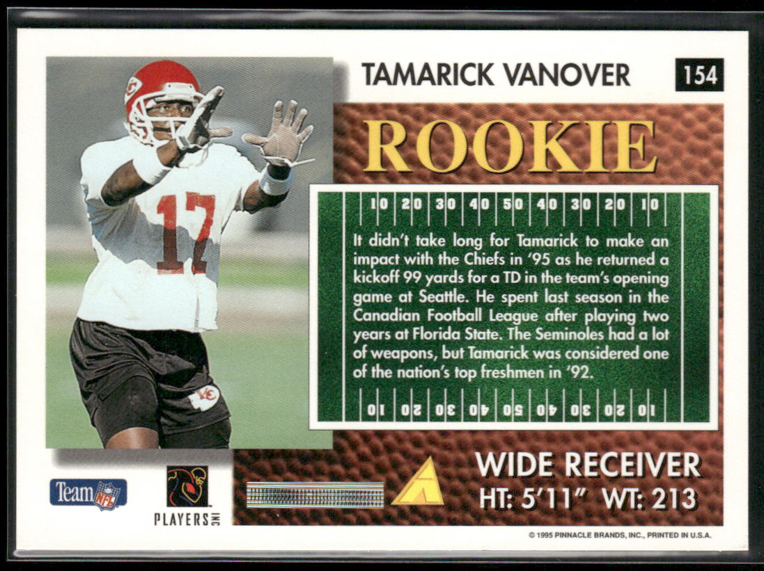 Tamarick Vanover 1995 Summit #154 RC Kansas City Chiefs