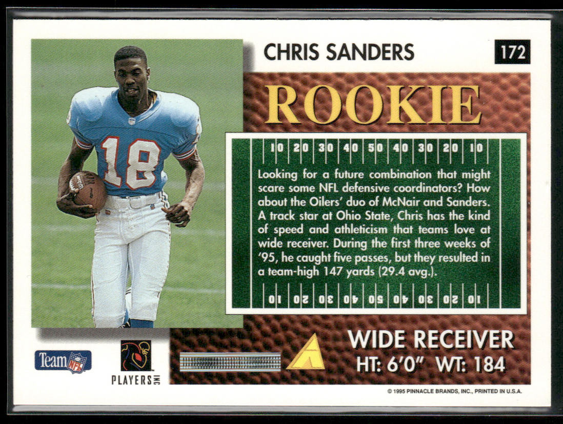 Chris Sanders 1995 Summit #172 RC Houston Oilers