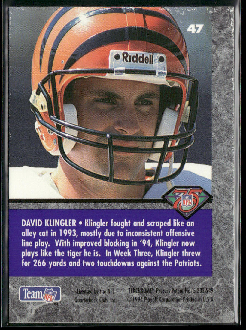 David Klingler 1994 Playoff Contenders #47 Cincinnati Bengals