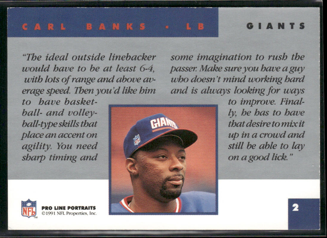 Carl Banks 1991 Pro Line Portraits #2 New York Giants