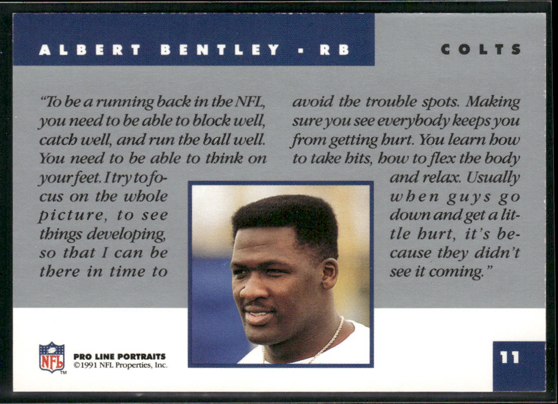 Albert Bentley 1991 Pro Line Portraits #11 Indianapolis Colts