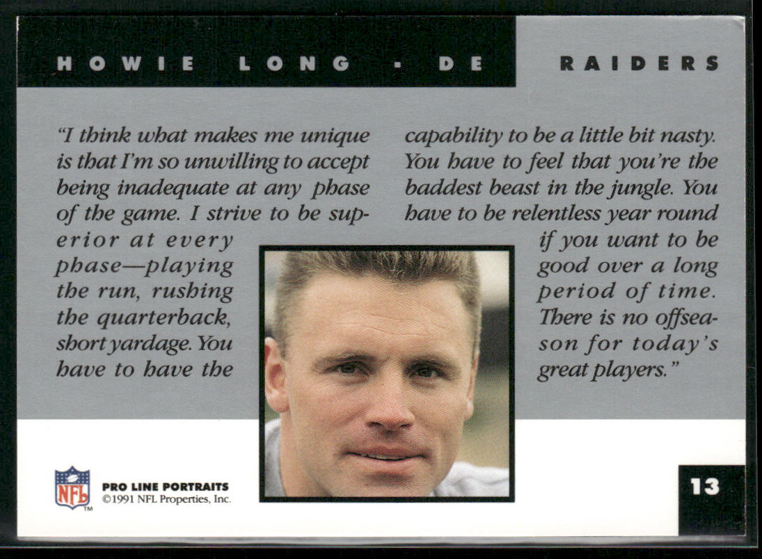 Howie Long 1991 Pro Line Portraits #13 Los Angeles Raiders