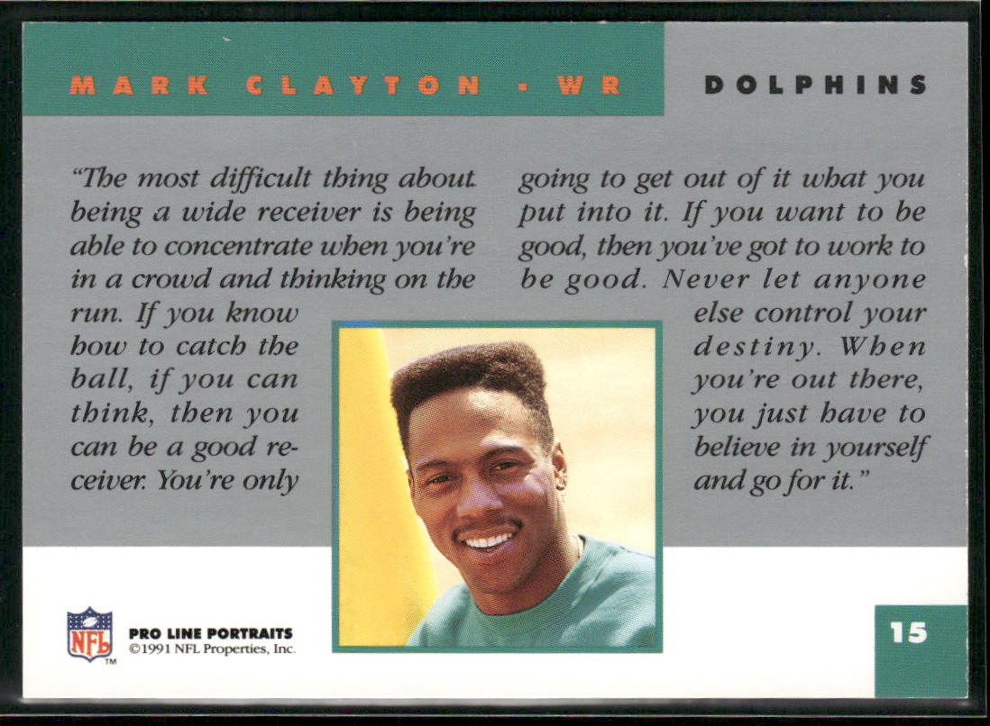Mark Clayton 1991 Pro Line Portraits #15 Miami Dolphins