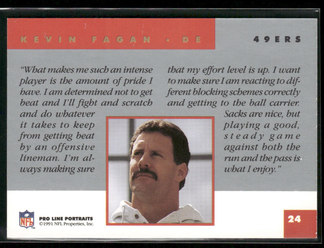 Kevin Fagan 1991 Pro Line Portraits #24 San Francisco 49ers