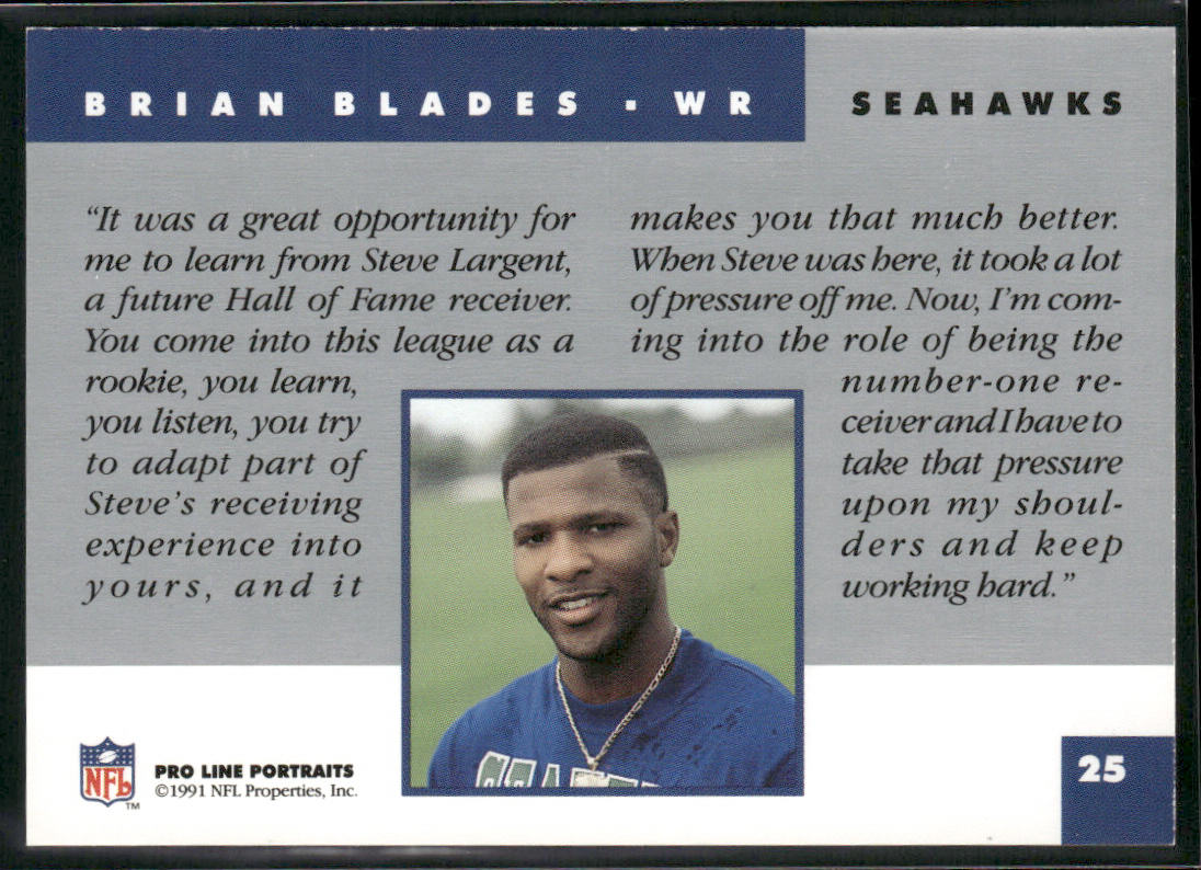 Brian Blades 1991 Pro Line Portraits #25 Seattle Seahawks