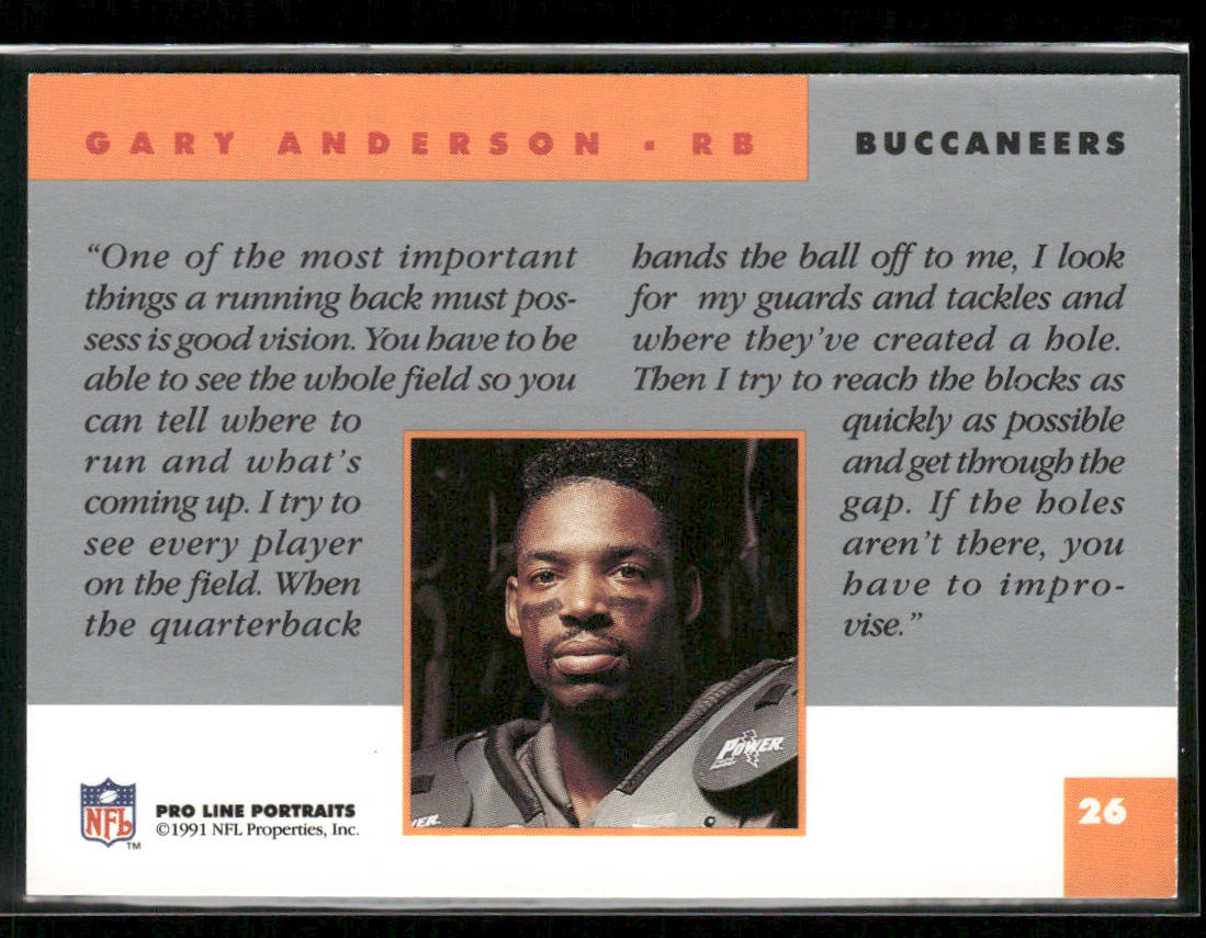 Gary Anderson 1991 Pro Line Portraits #26 Tampa Bay Buccaneers