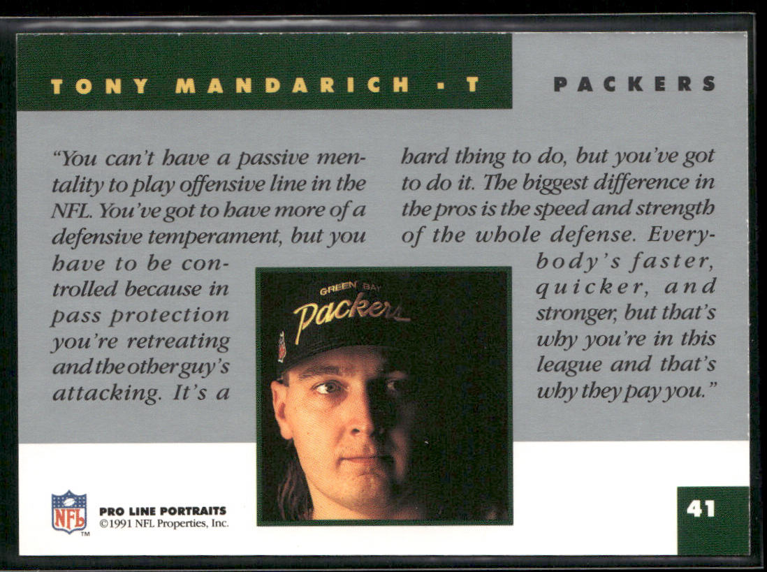 Tony Mandarich 1991 Pro Line Portraits #41 Green Bay Packers