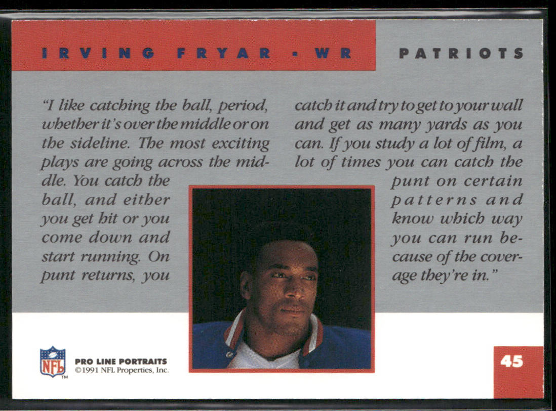 Irving Fryar 1991 Pro Line Portraits #45 New England Patriots