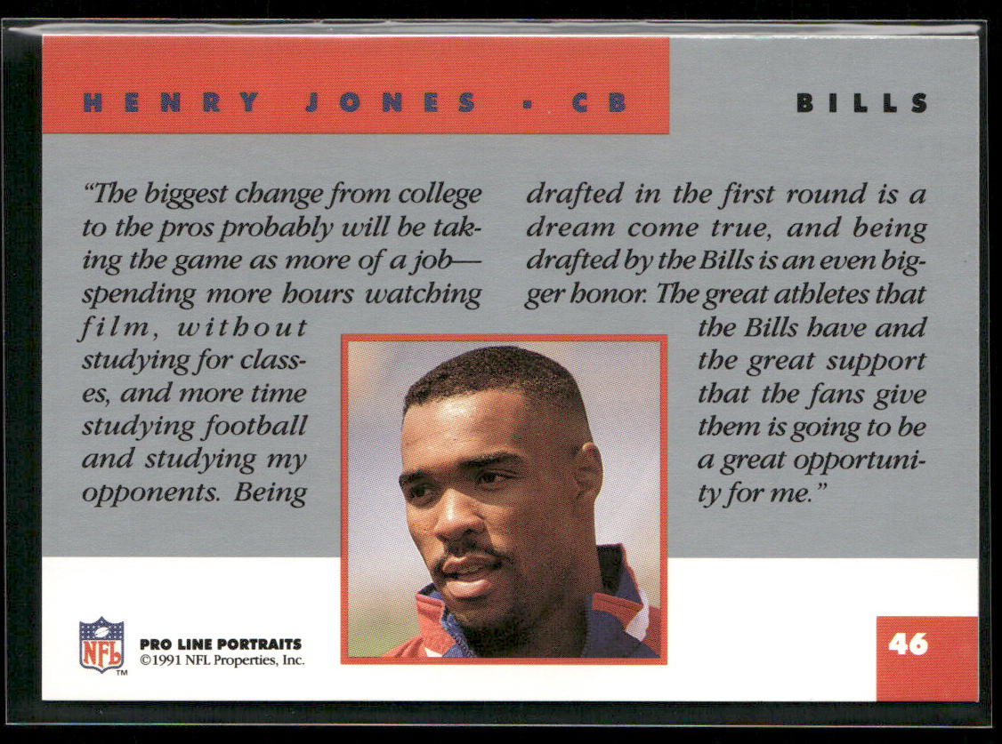 Henry Jones 1991 Pro Line Portraits #46 RC Buffalo Bills