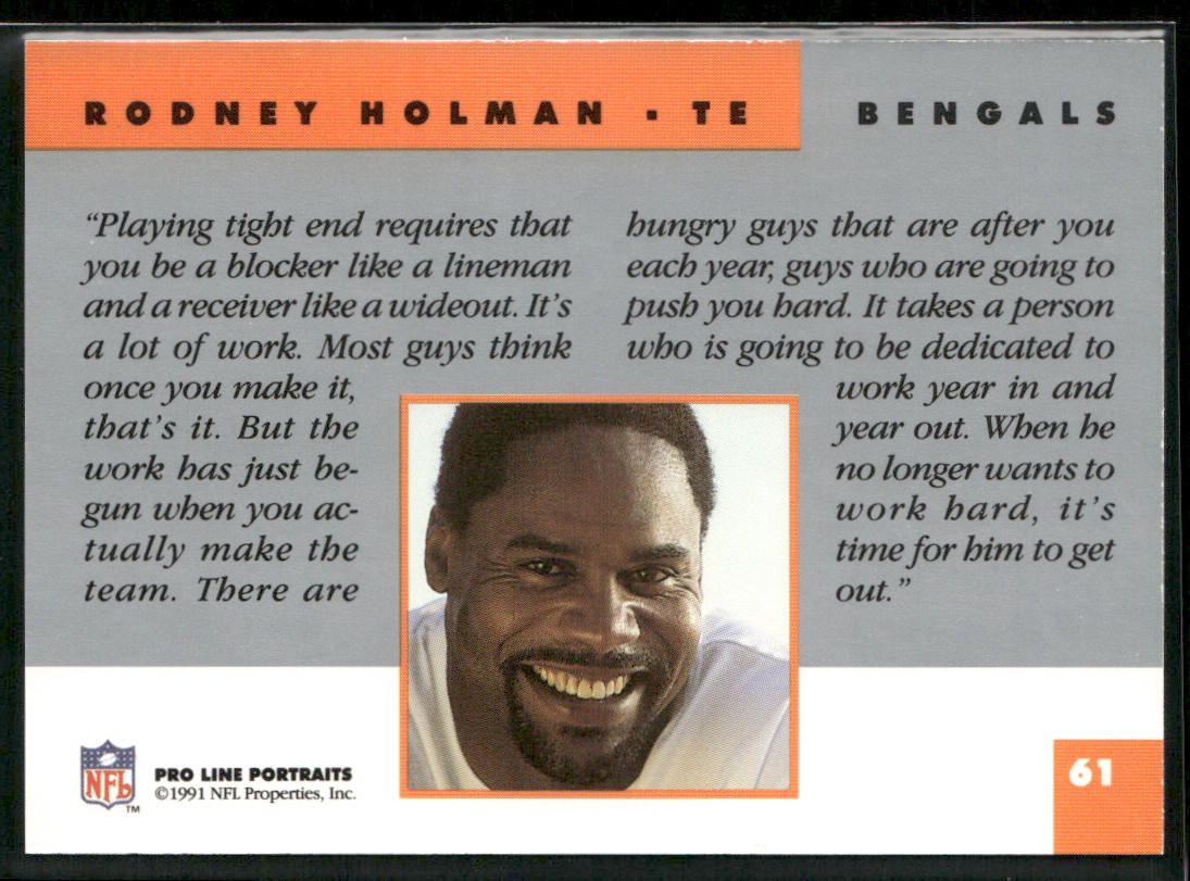 Rodney Holman 1991 Pro Line Portraits #61 Cincinnati Bengals