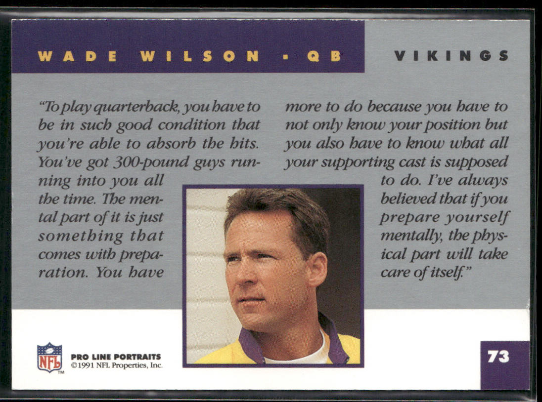 Wade Wilson 1991 Pro Line Portraits #73 Minnesota Vikings
