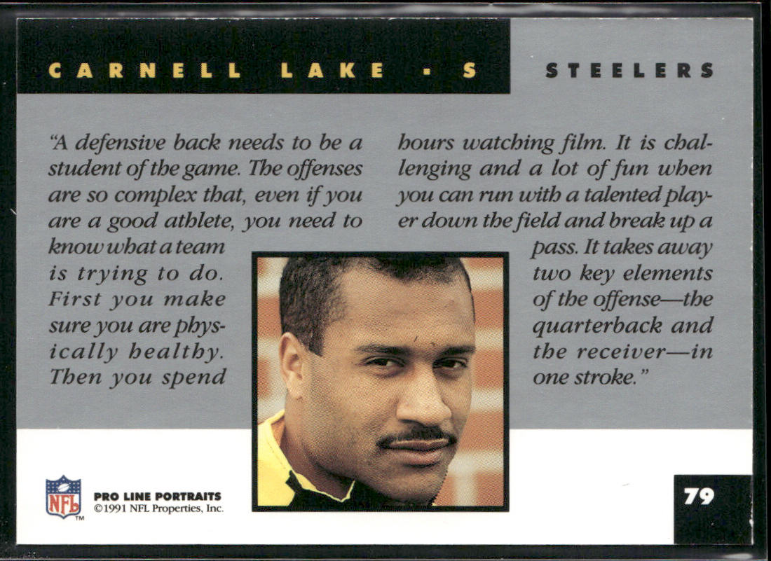 Carnell Lake 1991 Pro Line Portraits #79 Pittsburgh Steelers