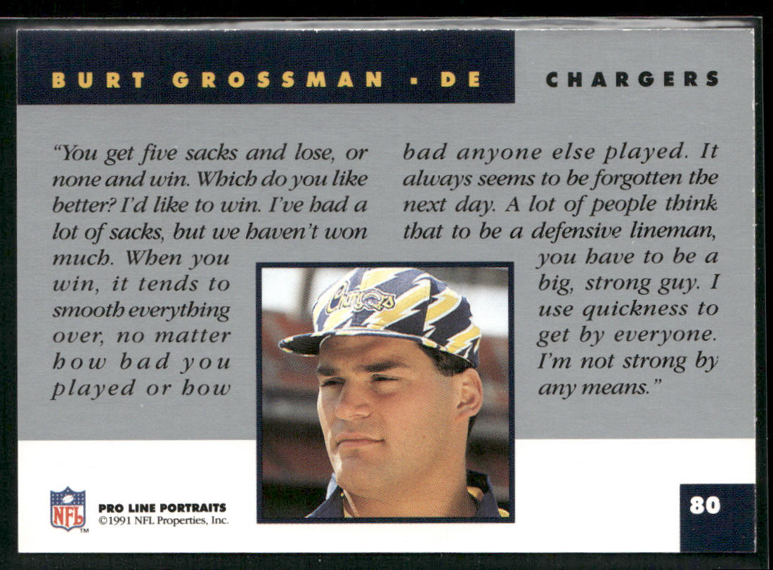 Burt Grossman 1991 Pro Line Portraits #80 San Diego Chargers