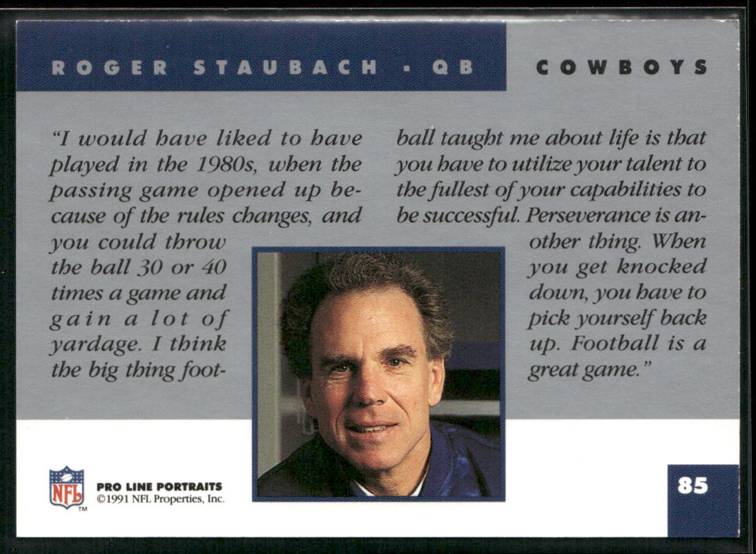 Roger Staubach 1991 Pro Line Portraits #85 Dallas Cowboys