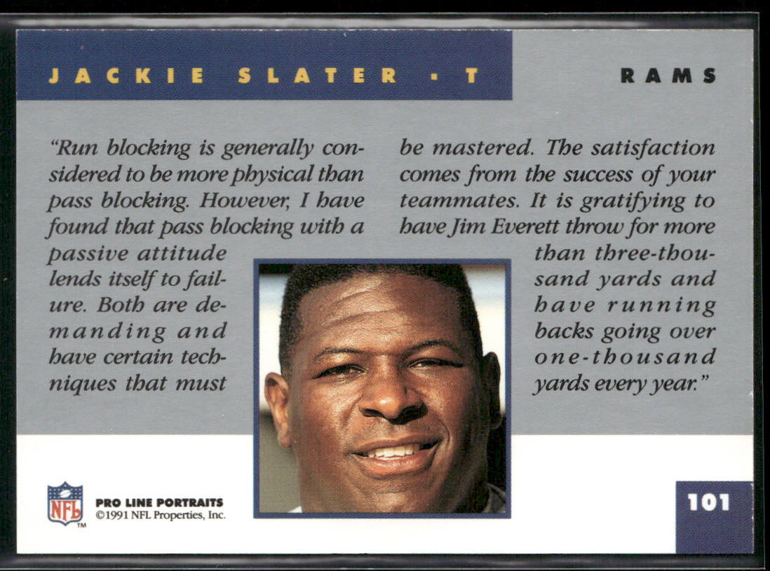 Jackie Slater 1991 Pro Line Portraits #101 Los Angeles Rams